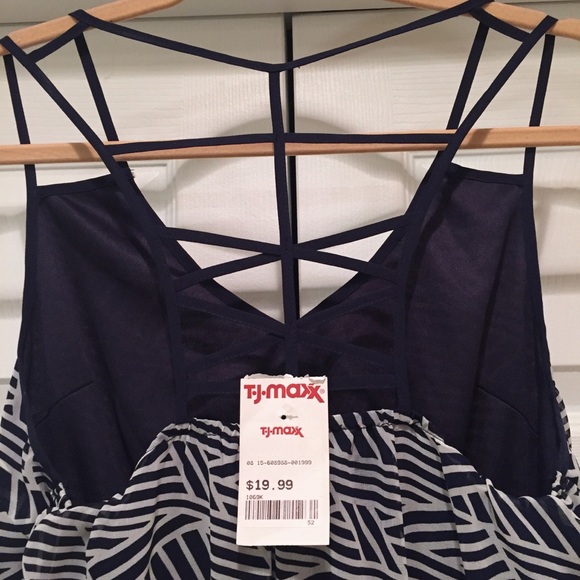 Double Zero Blue & White Print Dress Medium Size - Picture 4 of 6